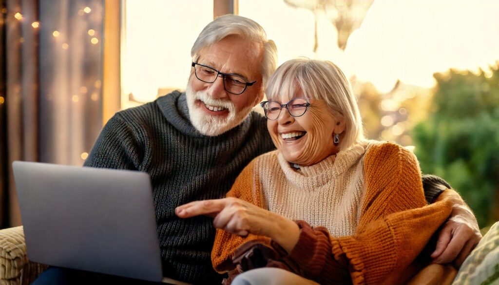 Seniors talking with Grand Kids Online